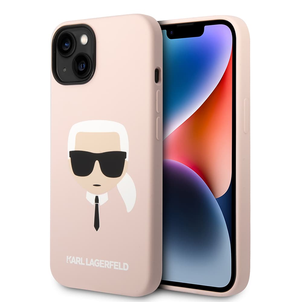 Karl Lagerfeld Silicone MagSafe iPhone 14 Plus světle růžová Karlova hlava - náhled 1