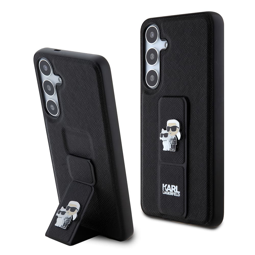 Karl Lagerfeld Saffiano Gripstand Samsung Galaxy S24 Plus Karl&amp;Choupette Black - náhled 1