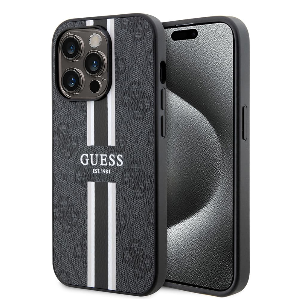 Guess Hardcase 4G Printed Stripes MagSafe iPhone 15 Pro Max černá - náhled 1