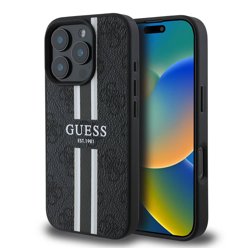Guess Hardcase 4G Printed Stripes MagSafe iPhone 16 Pro Max černá - náhled 1