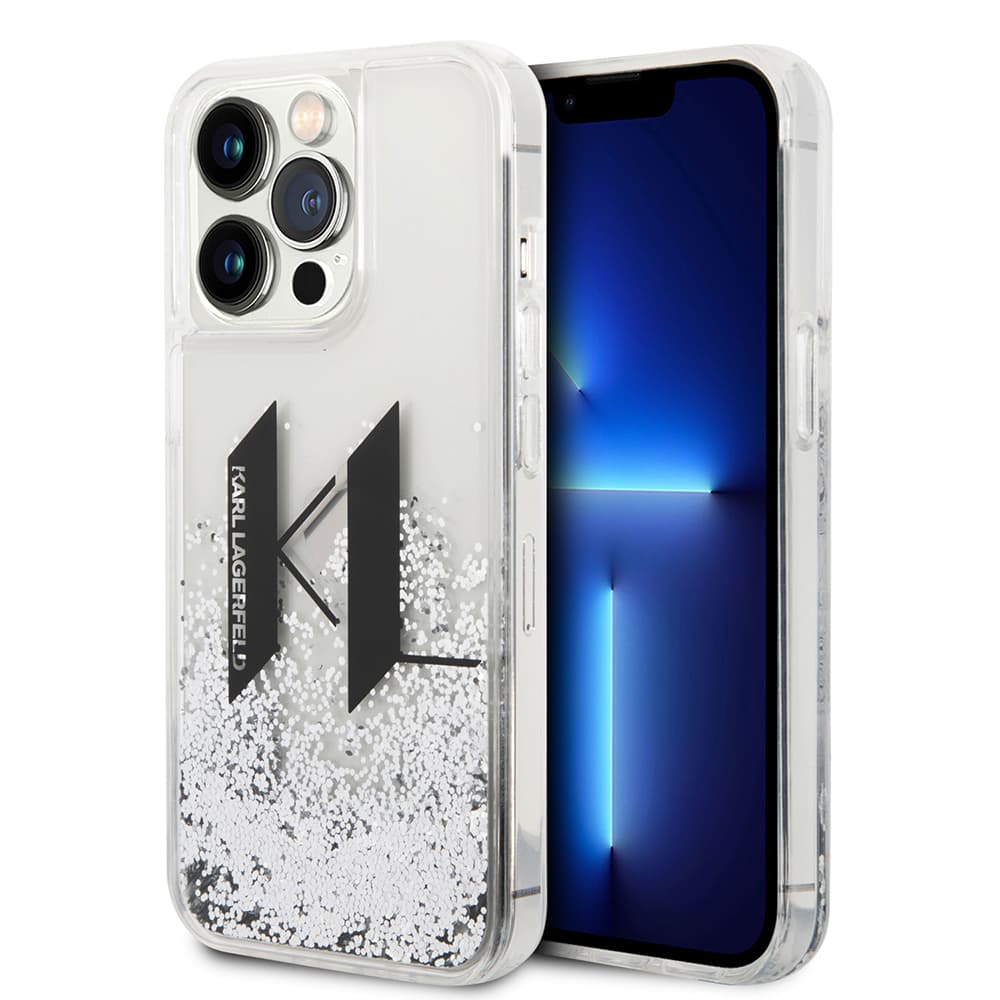 Karl Lagerfeld Hardcase Liquid Glitter iPhone 14 Pro velký KL černá - náhled 1
