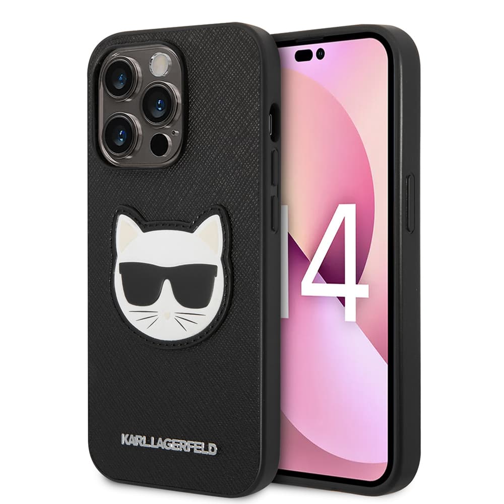Karl Lagerfeld Saffiano pouzdro iPhone 14 Pro Choupette Head černé - náhled 1