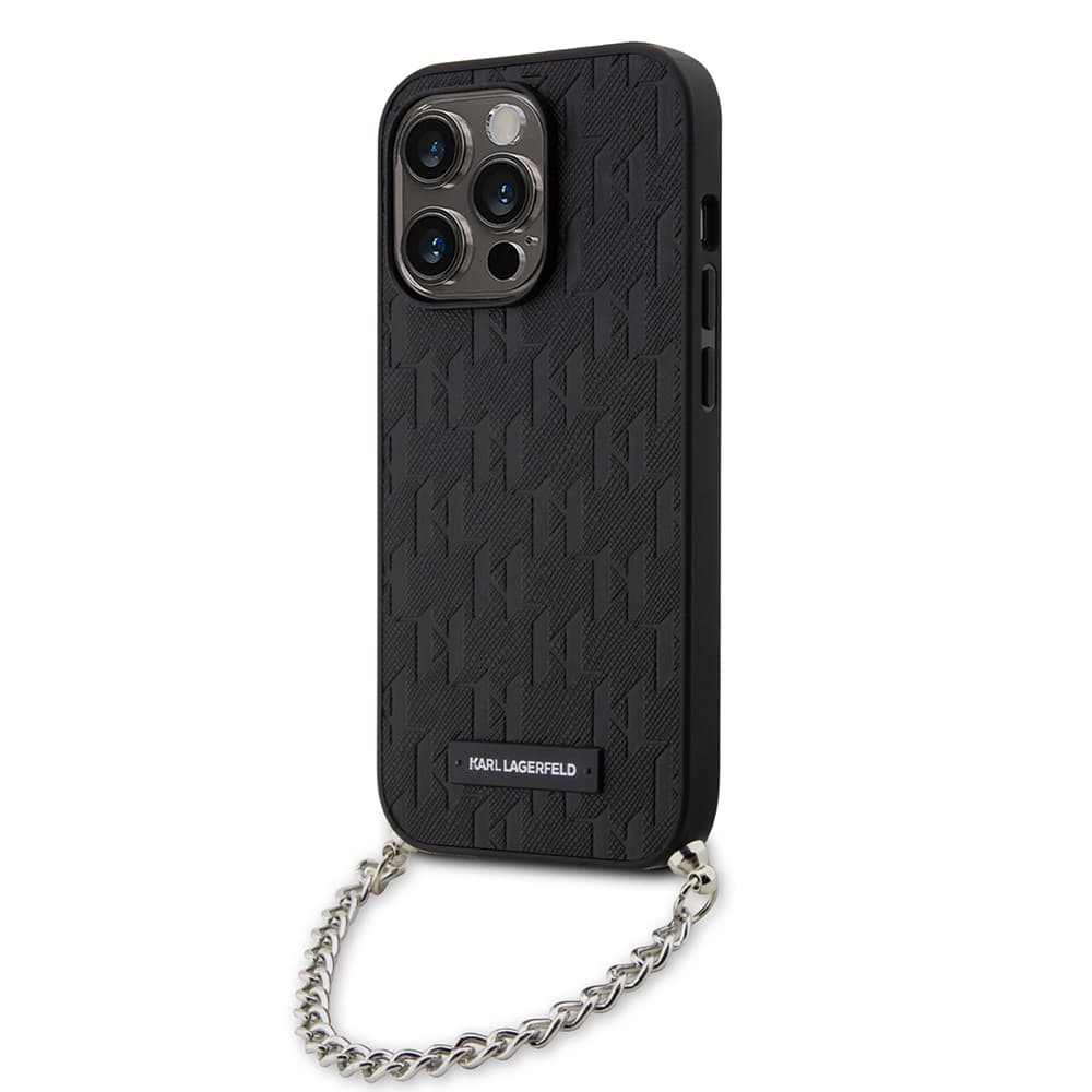 Karl Lagerfeld Saffiano Monogram Chain pro iPhone 14 Pro černá - náhled 1