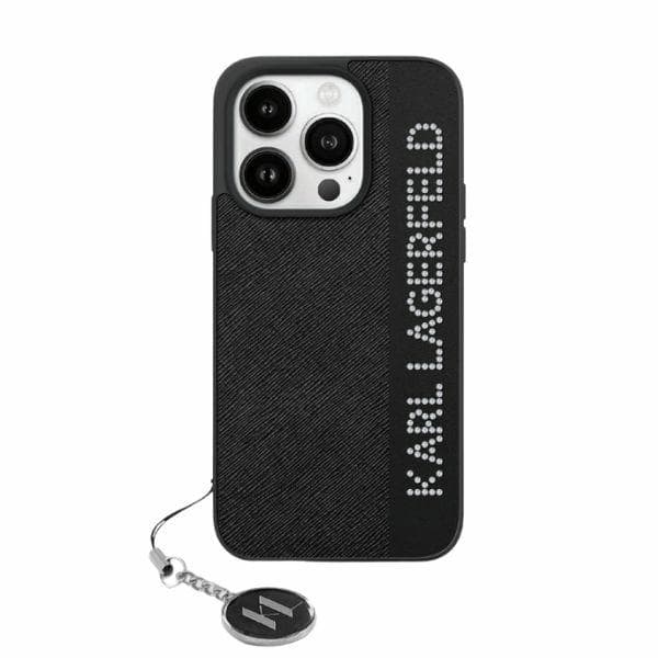 Karl Lagerfeld Saffiano Rhinestones&amp;Charm pro iPhone 15 Pro Max černý