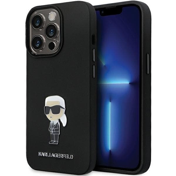 Karl Lagerfeld Silicone pouzdro iPhone 14 Pro Max Ikonik Metal Pin růžové - náhled 1