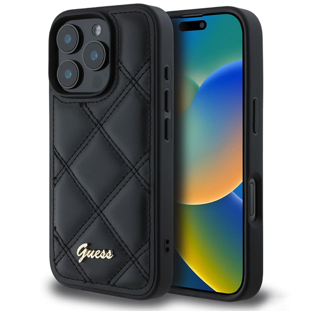 Guess Quilted Metal Logo GUHCP16LPSQSQSK iPhone 16 Pro černá - náhled 1