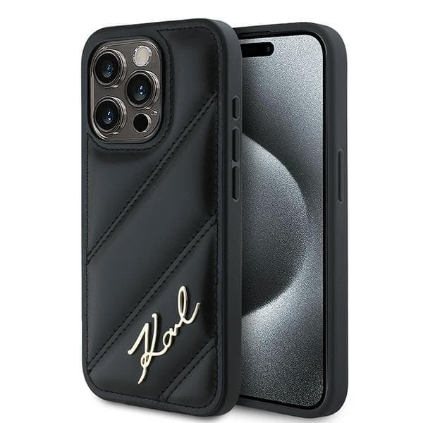 Karl Lagerfeld Diagonal Quilted Script iPhone 15 Pro černý - náhled 1