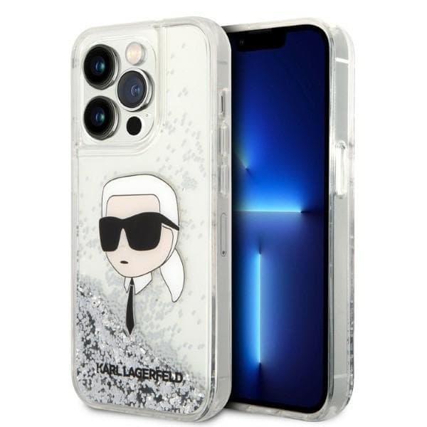 Karl Lagerfeld Hardcase Glitter iPhone 14 Pro Max Stříbrná Karl Head - náhled 1