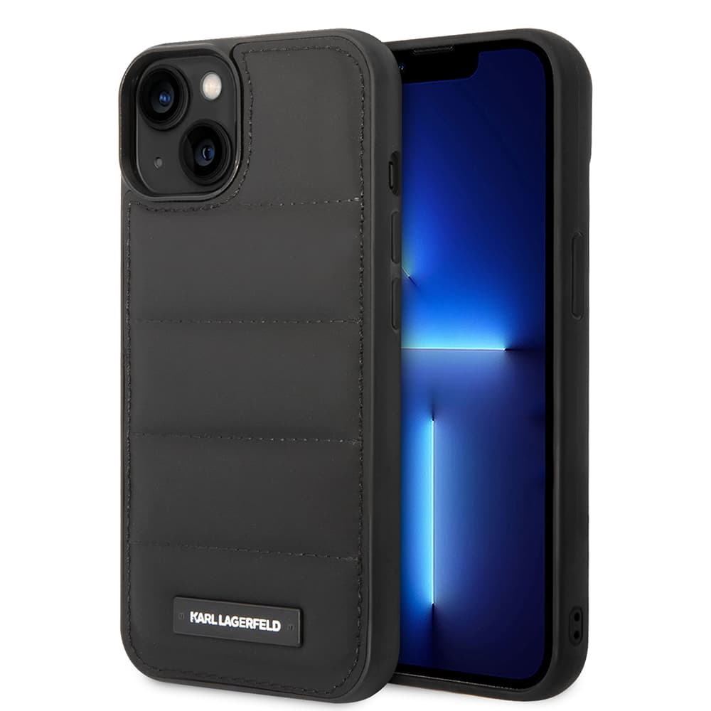 Karl Lagerfeld Hardcase Leather Puffy iPhone 14 Plus Elongated Logo černá - náhled 1