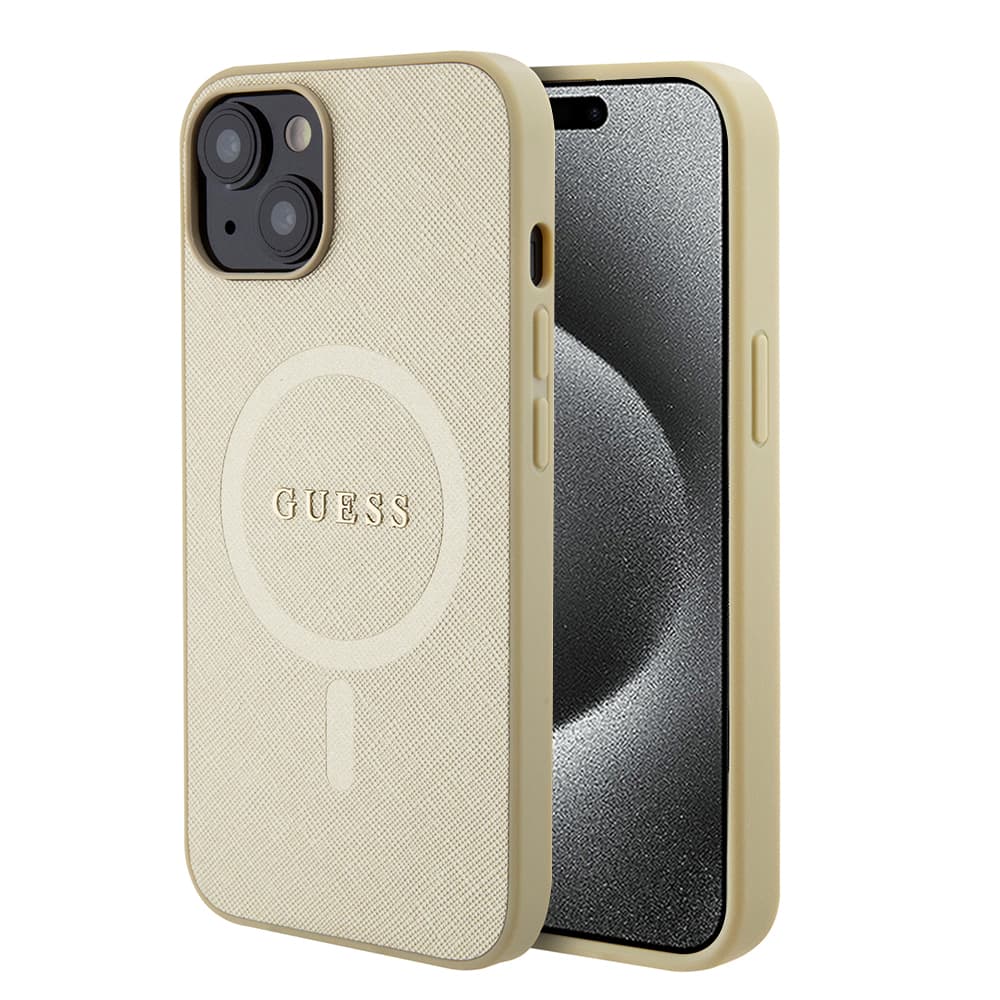 Guess Saffiano MagSafe GUHMP15MPSAHMCB iPhone 15 Plus zlatá - náhled 1