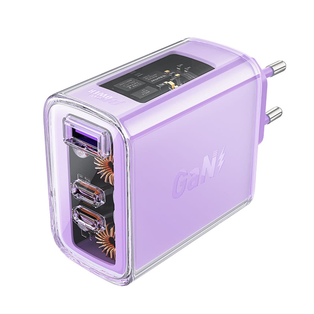 Acefast nabíječka do zdi Exploration Series A45 2x USB-C USB GaN PD65W rychlé nabíjení fialová - náhled 1