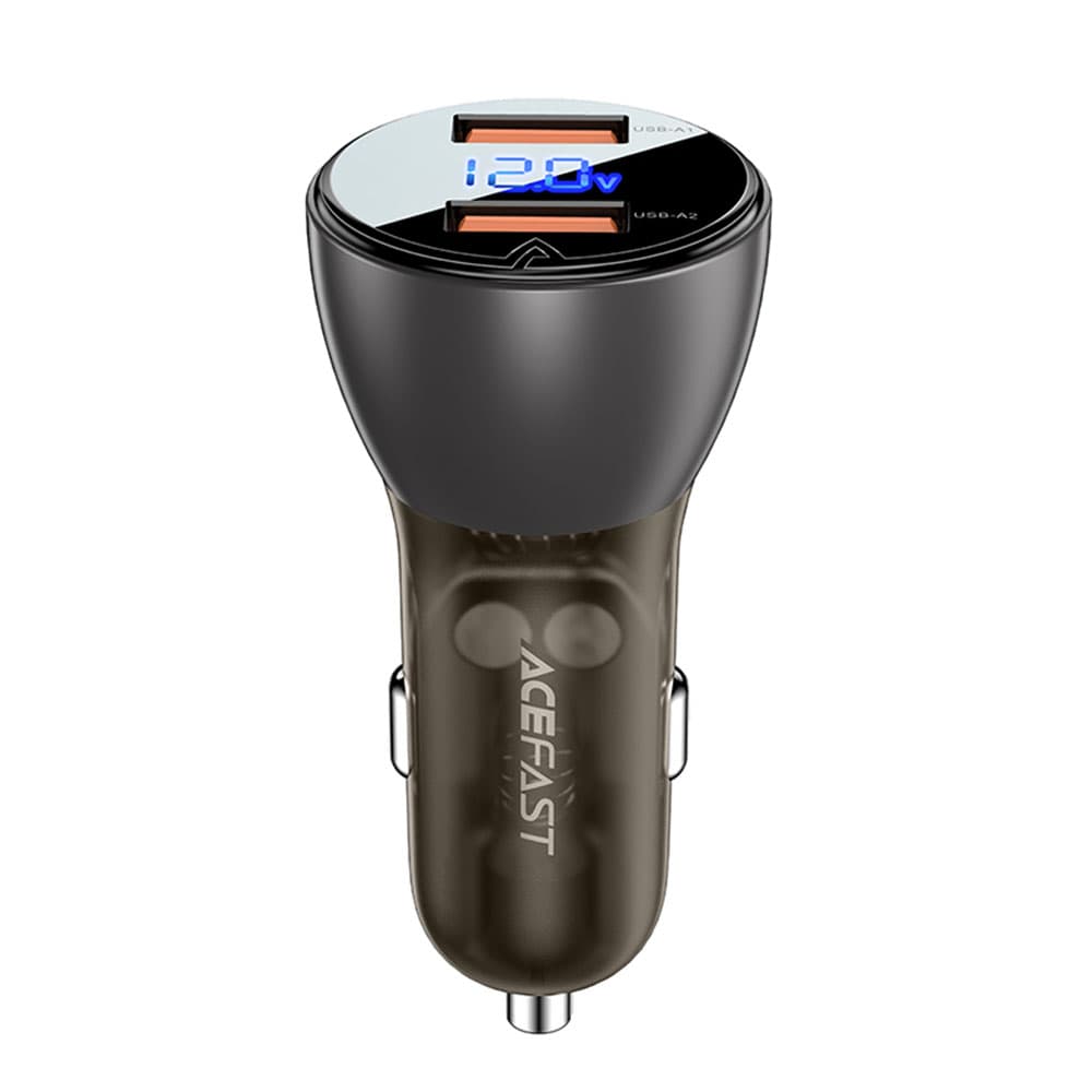 Acefast Car Charger B7 2x USB 45W Rychlé Nabíjení LED Displej Průhledná Černá - náhled 1