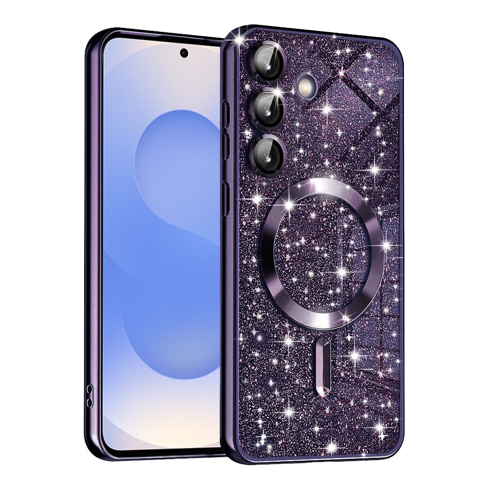 Techsuit Luxury Glitter MagSafe pro Samsung Galaxy S25 v tmavě fialové - náhled 1