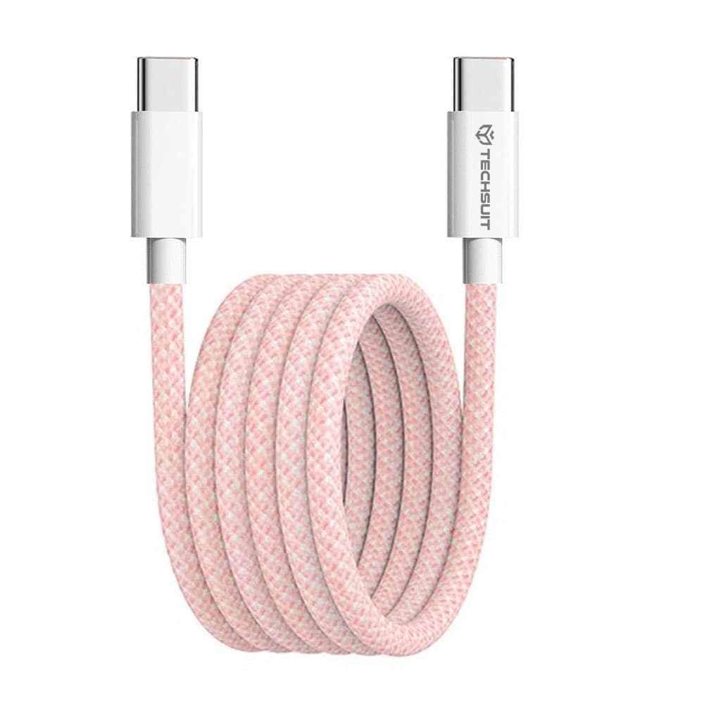 Techsuit Data Cable PCB114D pro Apple Android Type-C 1m růžová - náhled 1