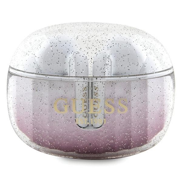 Guess - Bezdrátová sluchátka Glitter Pink Gradient s dokovací stanicí - náhled 1