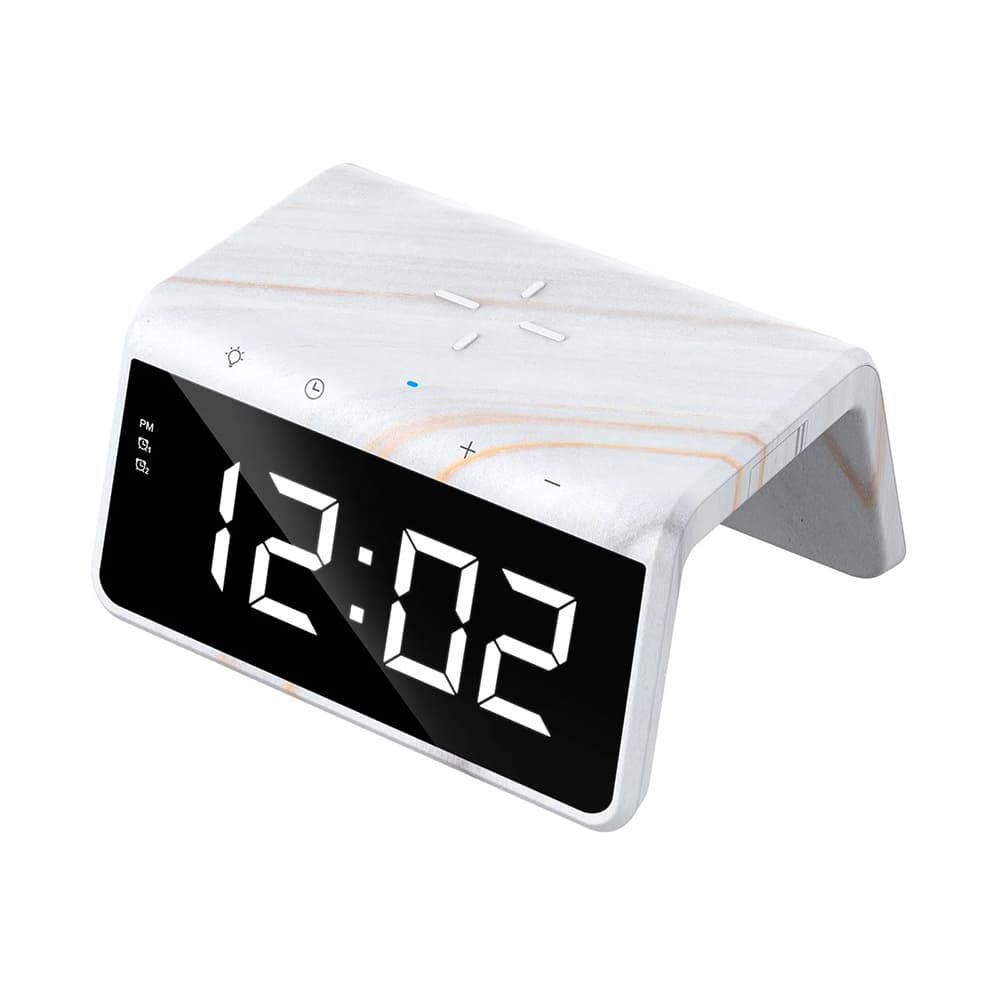 Havit Desk Phone Wireless Charger W320 s digitálními hodinami RGB LED světlem 15W mramor - náhled 1