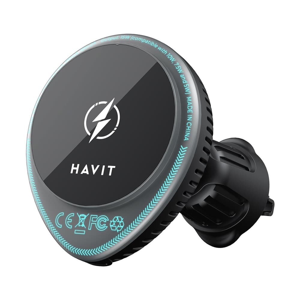 Havit Držák do auta s bezdrátovým nabíjením W3036 s chlazením na ventilaci 15W černý - náhled 1