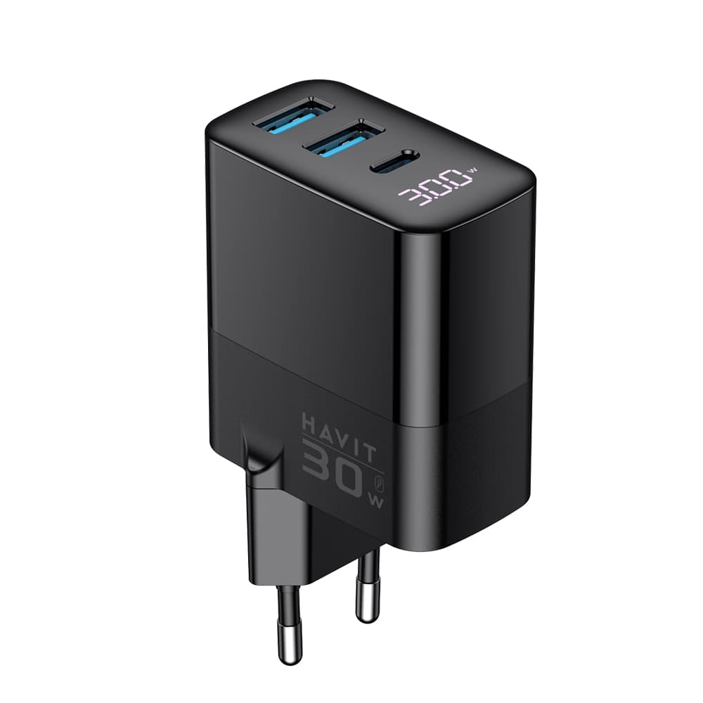 Havit Wall Charger UCLE001 EU 2x USB Type-C 30W GaN Technology černá - náhled 1