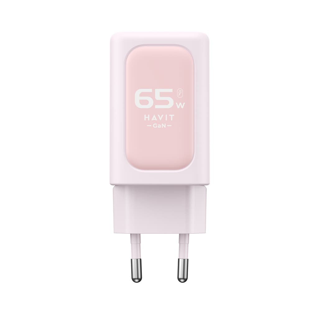 Havit Wall Charger UC260 EU 2x USB-C USB 65W růžová - náhled 1