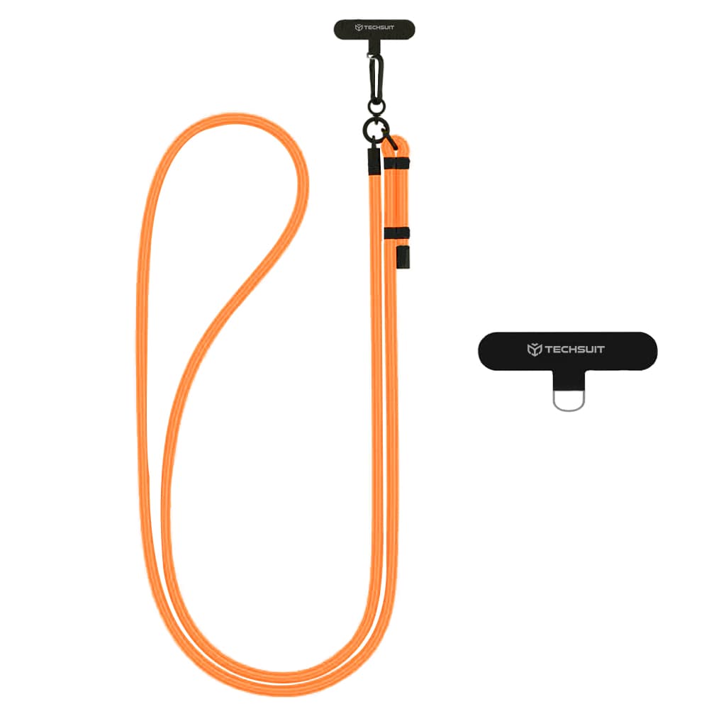 Techsuit Rope Crossbody Strap RCS1-01 pro telefony karabina nylon odolný nastavitelný kořeněná dýně - náhled 1