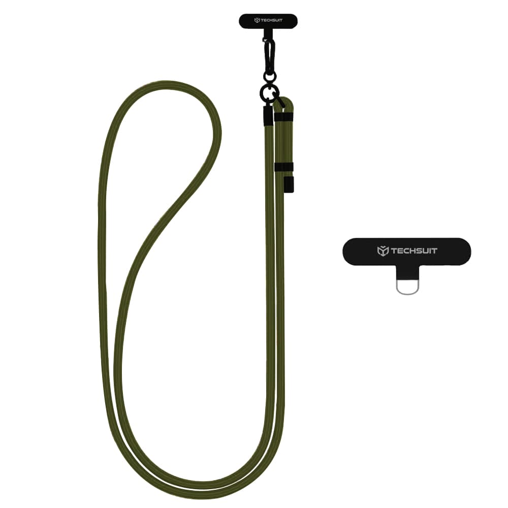 Techsuit Rope Crossbody Strap RCS1-06 pro telefony karabina nylon mechově zelená - náhled 1