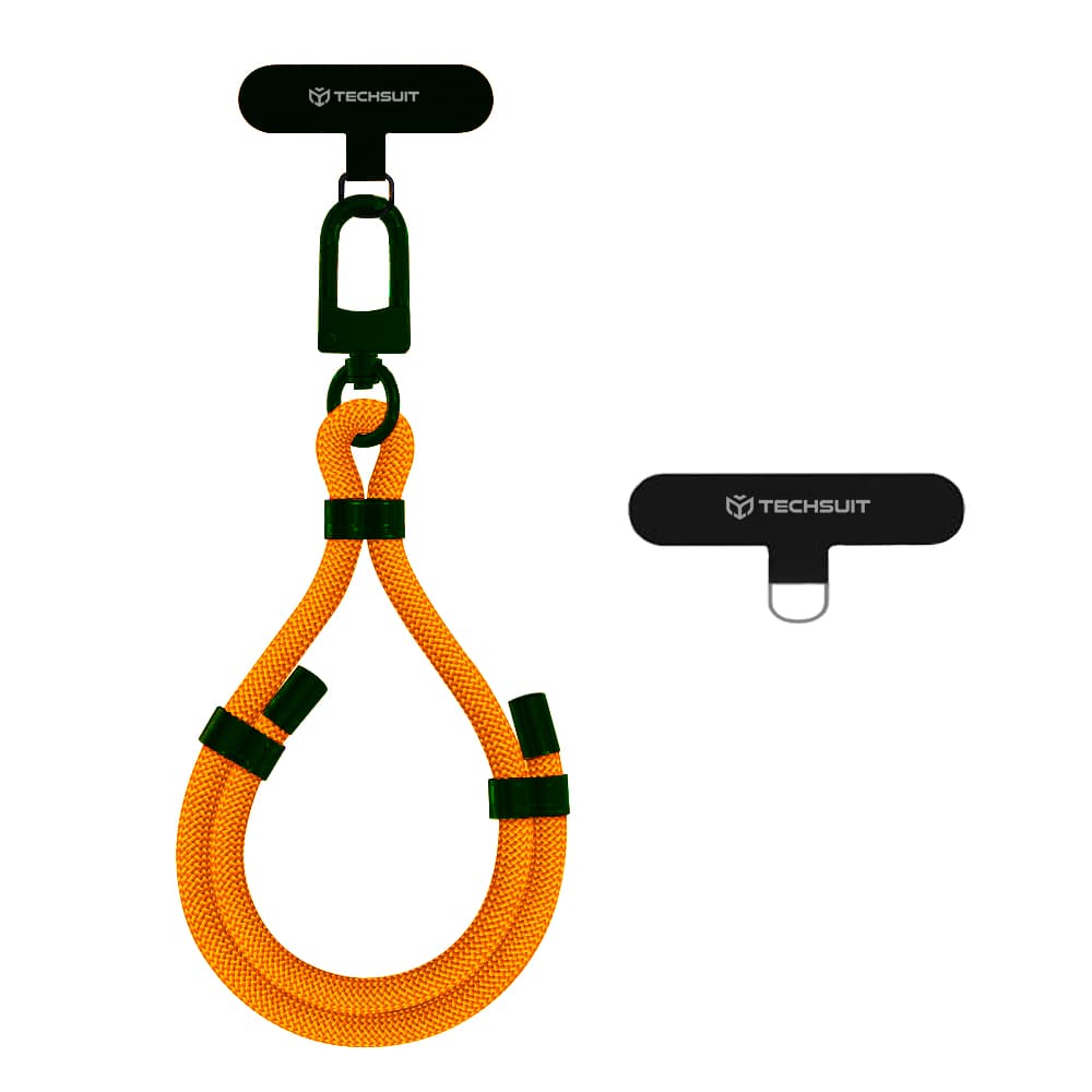 Techsuit Rope Wrist Strap RWS1-03 pro telefony karabina nylon oranžová - náhled 1