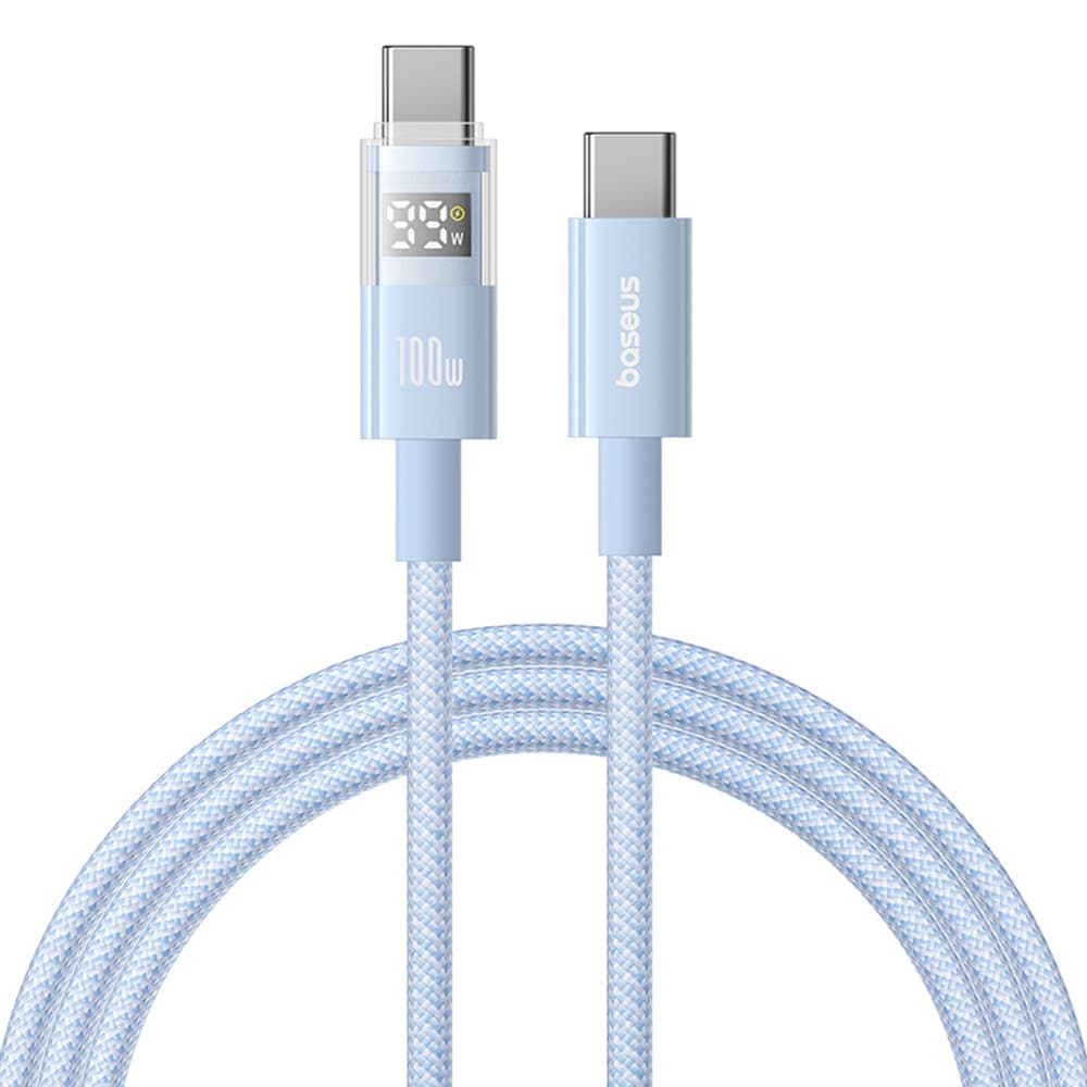 Baseus Data Cable Display 2 Rychlonabíjecí Type-C na Type-C Digitální displej 100W 2m modrá Galaxy - náhled 1
