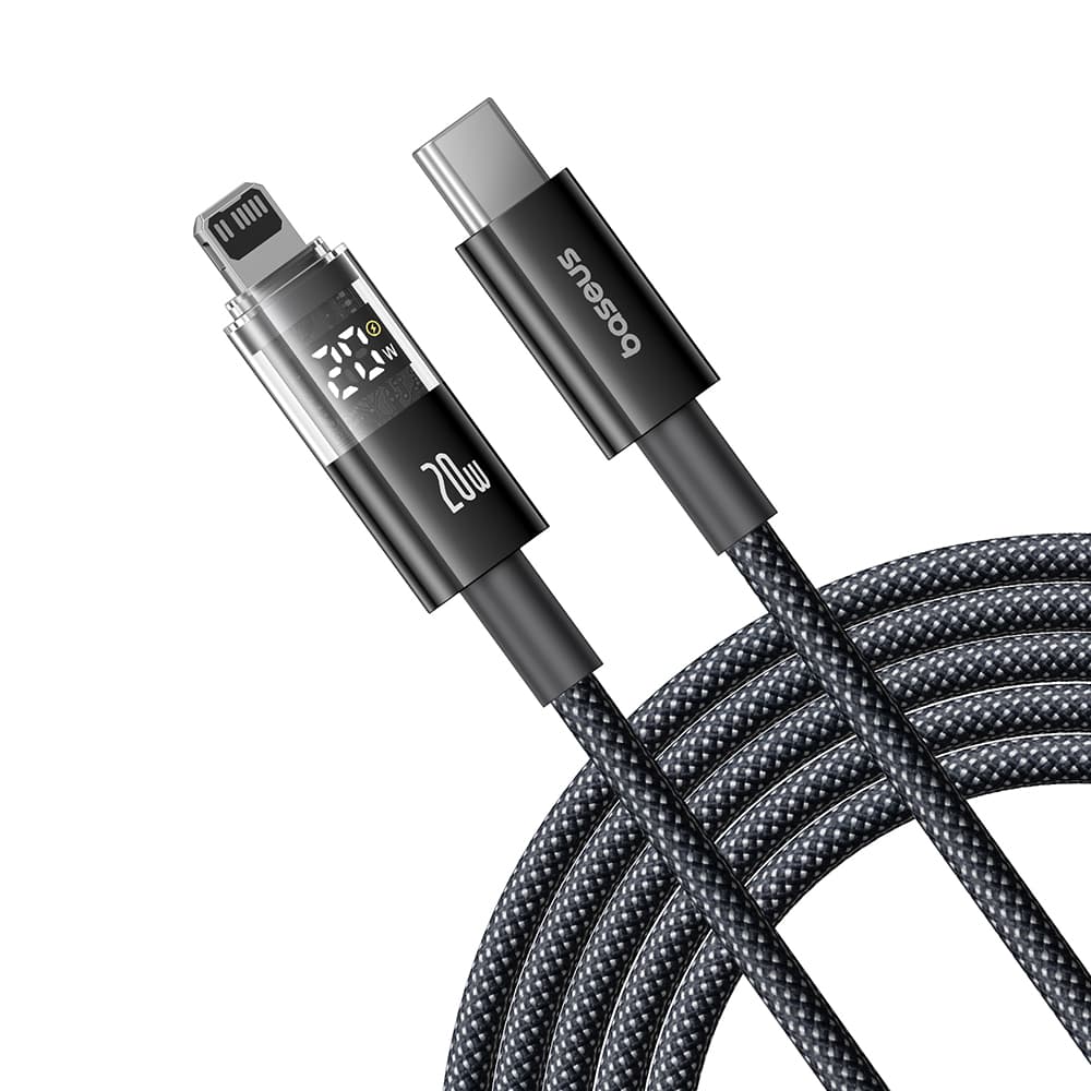 Baseus Data Cable Display 2 Rychlonabíjecí Type-C na Lightning Digitální displej 20W 2m kosmická černá - náhled 1