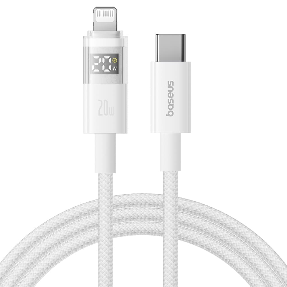 Baseus Data Cable Display 2 Rychlonabíjecí Type-C na Lightning Digitální displej 20W 2m Měsíční bílá - náhled 1