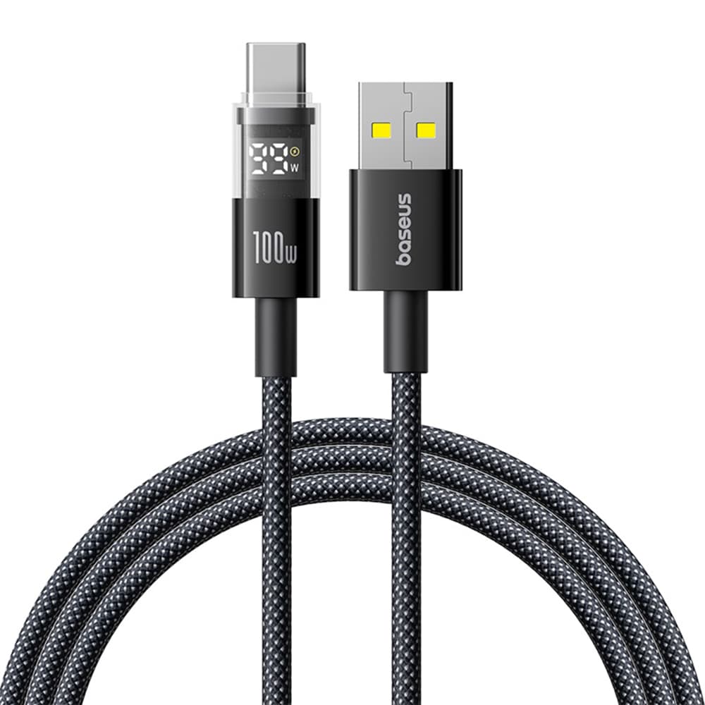 Baseus Data Cable Display 2 Rychlonabíjecí USB na Type-C Digitální displej 100W 2m Kosmická černá - náhled 1