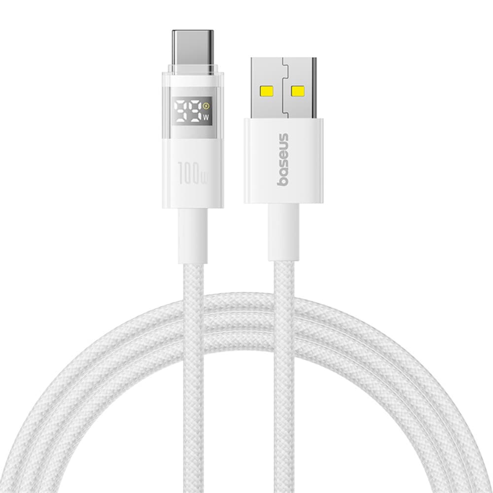 Baseus Data Cable Display 2 USB na Type-C Digitální Displej 100W 2m Měsíční Bílá - náhled 1