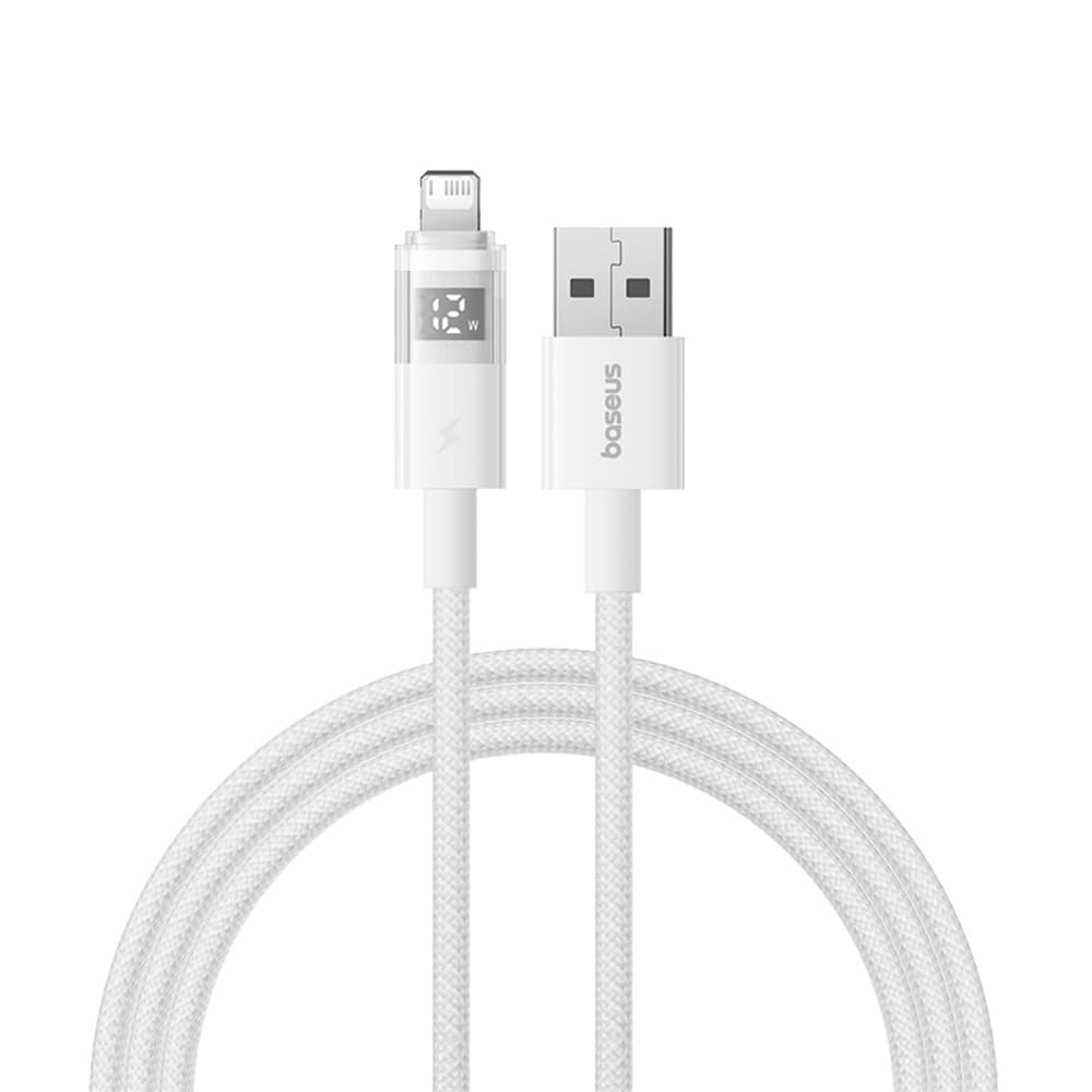 Baseus Data Cable Display 2 USB na Lightning Rychlé nabíjení Digitální displej 2.4A 1m Měsíční bílá - náhled 1