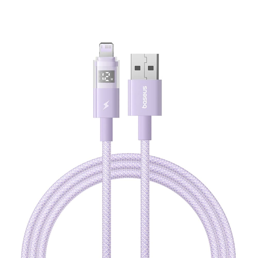Baseus Data Cable Display 2 USB na Lightning Rychlé nabíjení 2m Fialová - náhled 1