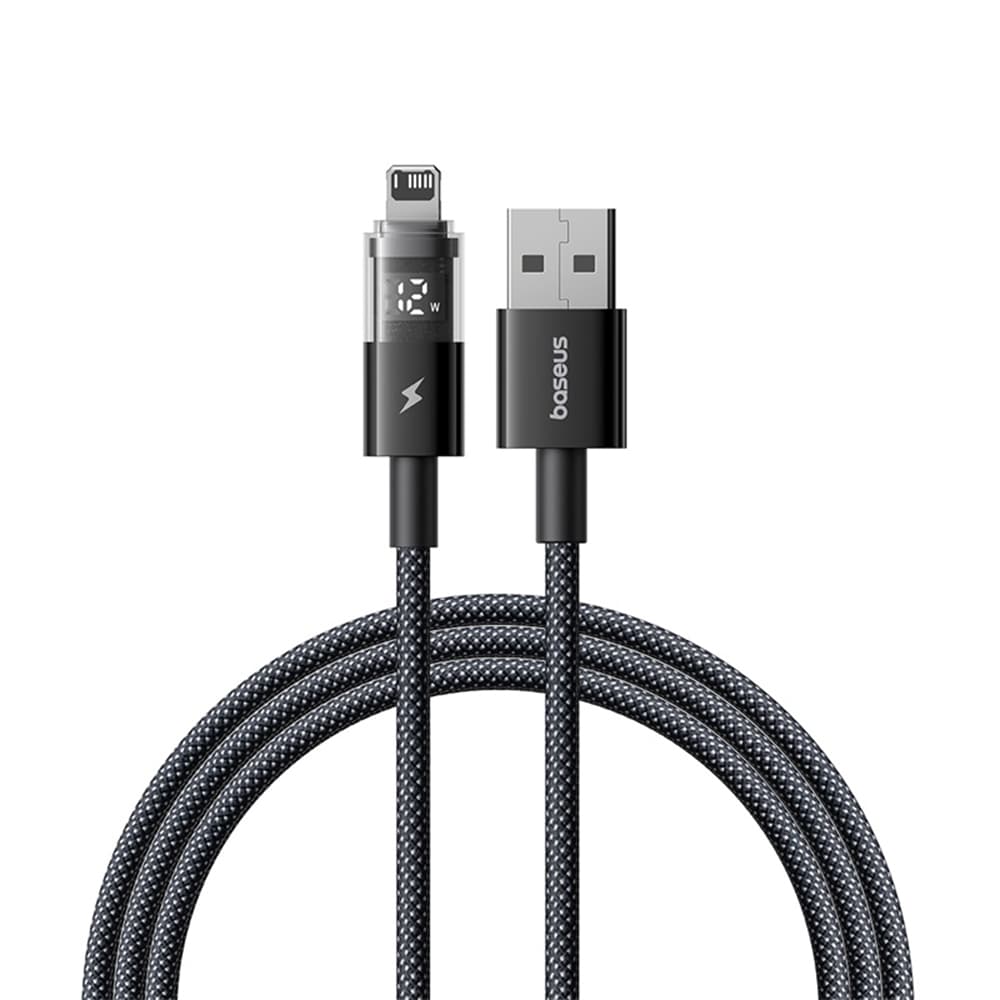 Baseus Data Cable Display 2 USB na Lightning Rychlé nabíjení Digitální displej 2.4A 2m Kosmická černá - náhled 1