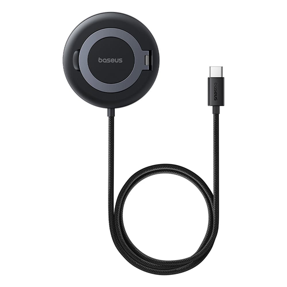 Baseus Magnetic Wireless Charger Simple Mini4 s držákem USB-C Qi2 15W 1m kosmická černá - náhled 1