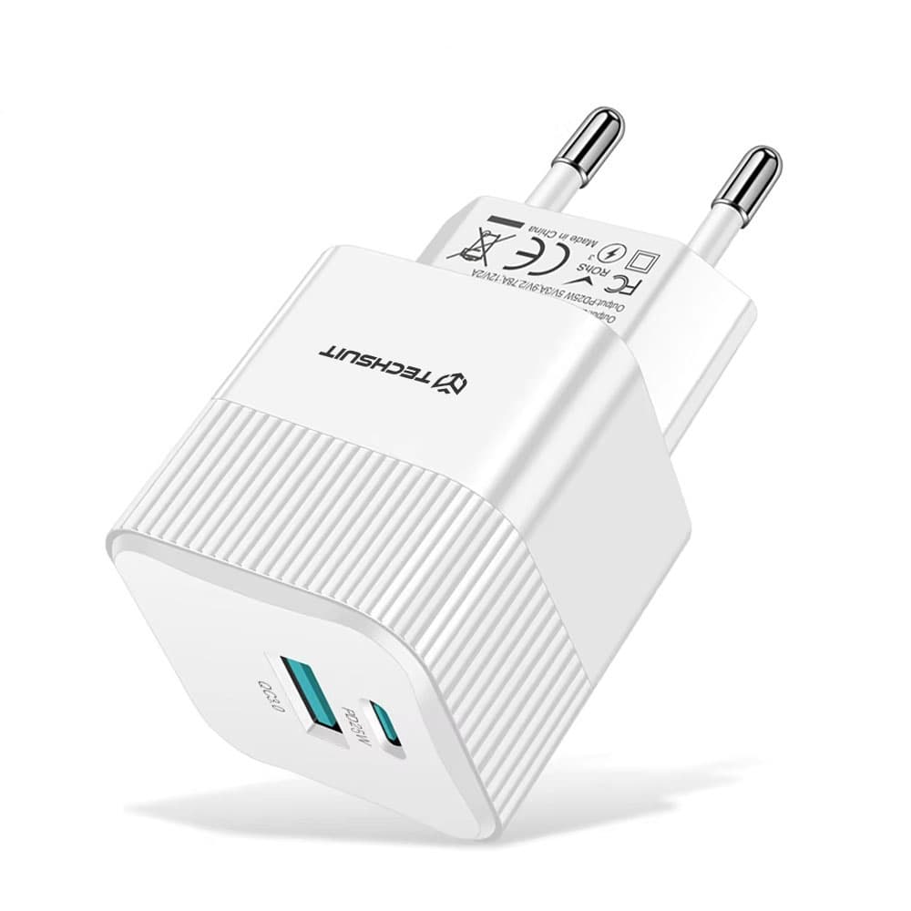 Nabíječka na zeď Techsuit Tiny Series CHPD216 GaN USB QC3.0 Type-C PD25W bílá - náhled 1