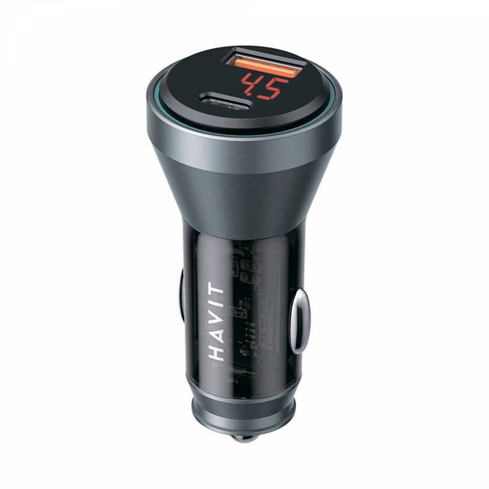 Havit Car Charger CC2017 Type-C USB 45W 3A Viditelný vnitřní design černá modrá - náhled 1