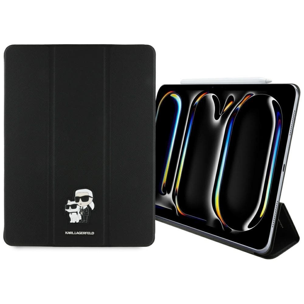 Karl Lagerfeld Saffiano Magnetic Karl &amp; Choupette pro iPad Pro 13 černá