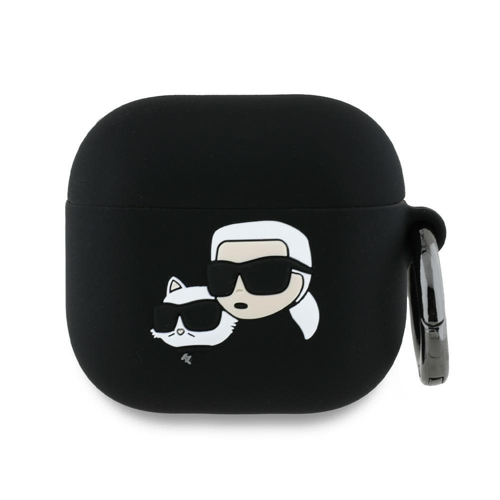 Karl Lagerfeld Silicone Karl&amp;Chaupette Head 3D pouzdro pro Apple AirPods 4 černé