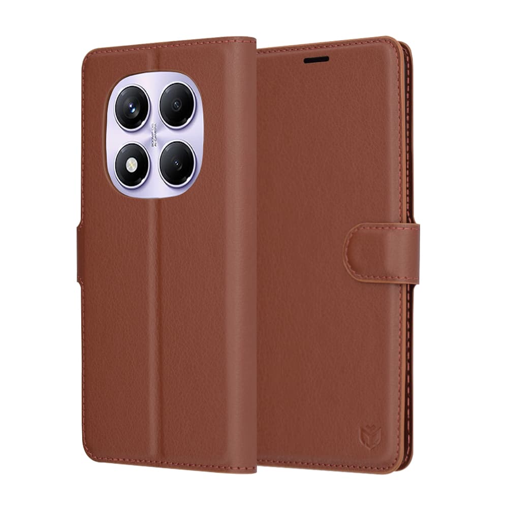 Kožené pouzdro Techsuit pro Xiaomi Redmi Note 14 Pro 4G hnědé - náhled 1
