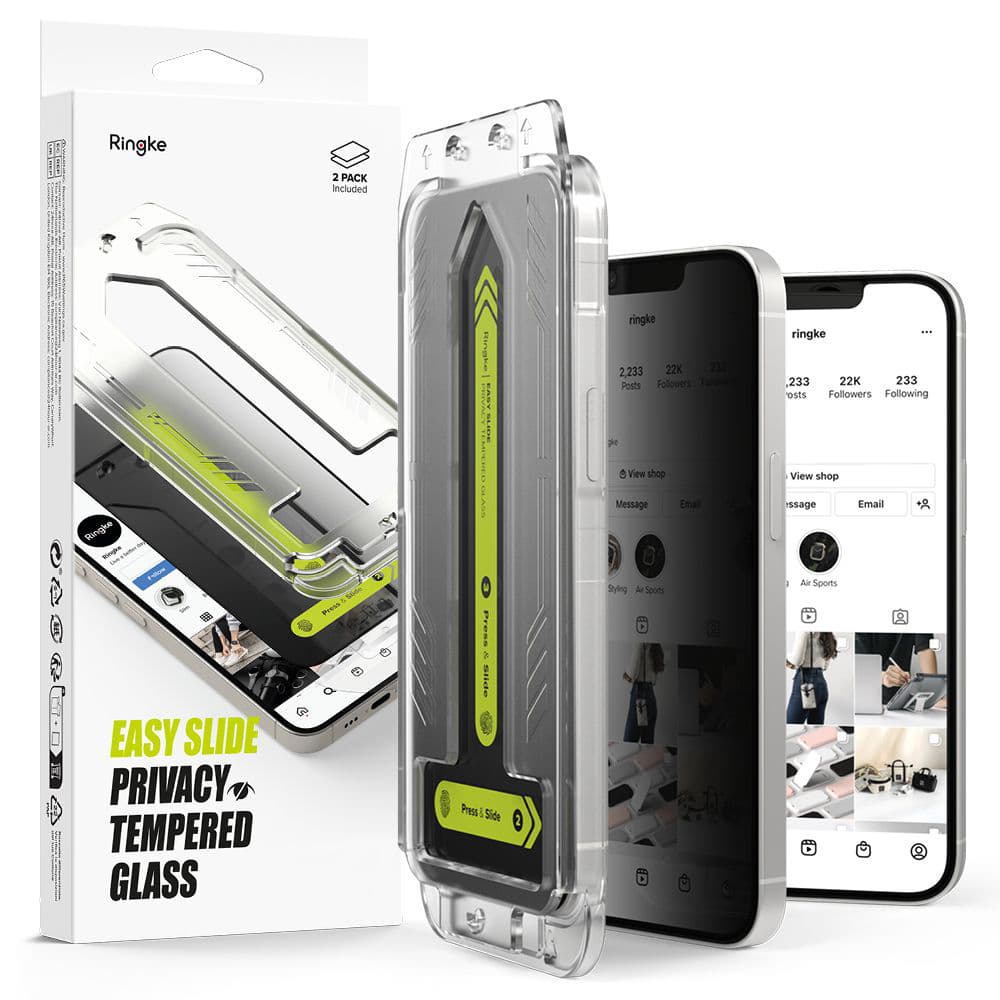 Ringke Easy Slide Privacy tvrzené sklo (2 ks) iPhone 16e černá - náhled 1