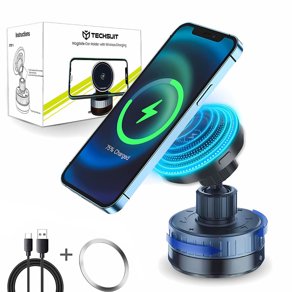 Techsuit Premium držák do auta s bezdrátovým nabíjením HOLD253 černý - náhled 1