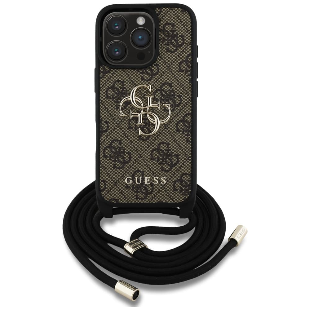 Guess Hardcase 4G Big Logo s popruhem iPhone 16 Pro hnědý - náhled 1