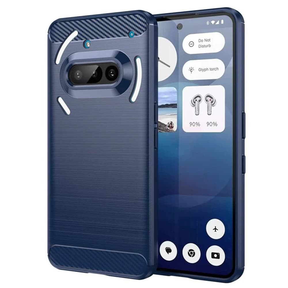Techsuit Carbon Silicone pro Nothing Phone (3a) modrá - náhled 1