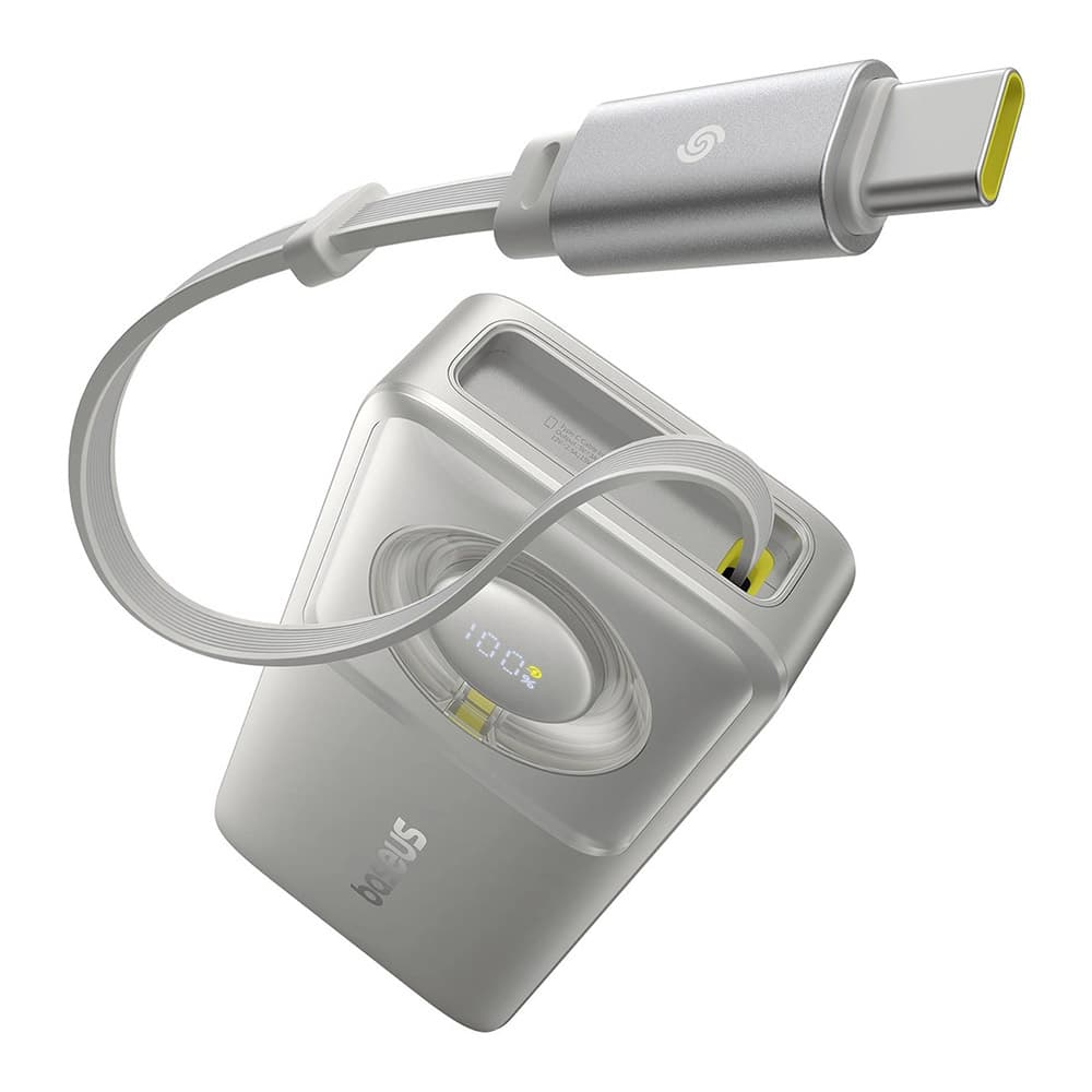 Baseus Power Bank Free2Pull s vysouvacím USB-C kabelem šedá 10000mAh 30W - náhled 1