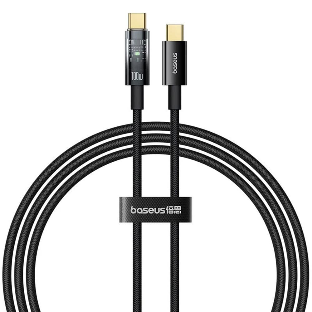 Baseus Data Cable Explorer Type-C Rychlé Nabíjení 100W Automatické Vypnutí Nylon 2m Černá - náhled 1