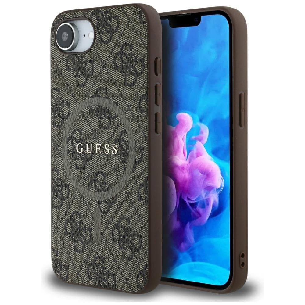 Guess 4G Ring Classic Logo MagSafe iPhone 16e hnědý - náhled 1