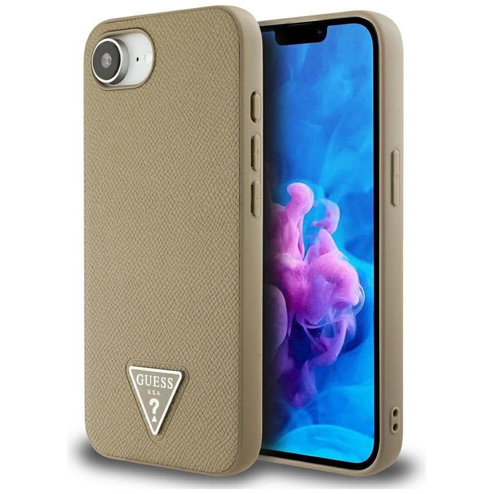 Guess Grained PU Triangle Logo MagSafe GUHMPSE4PGTSPSW iPhone 16e hnědý - náhled 1