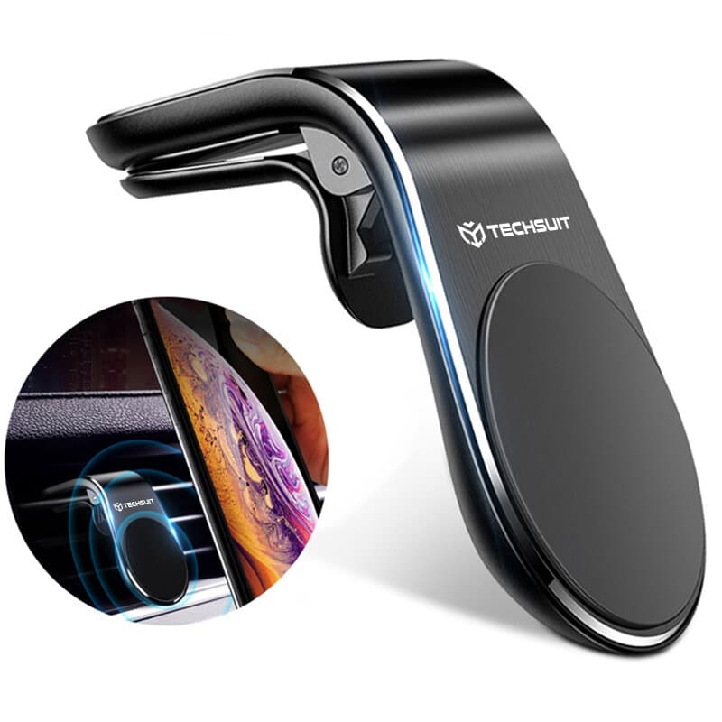 Techsuit Car Holder AirGrip (S7) vodopádový magnetický držák do auta černý stříbrný - náhled 1