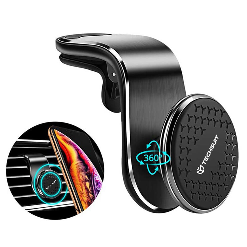 Techsuit Car Holder AirGrip (S8) vodopádový tvar magnetický úchyt černá stříbrná - náhled 1